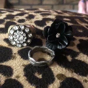 3 rings White stone stretch others sz 7 & 8